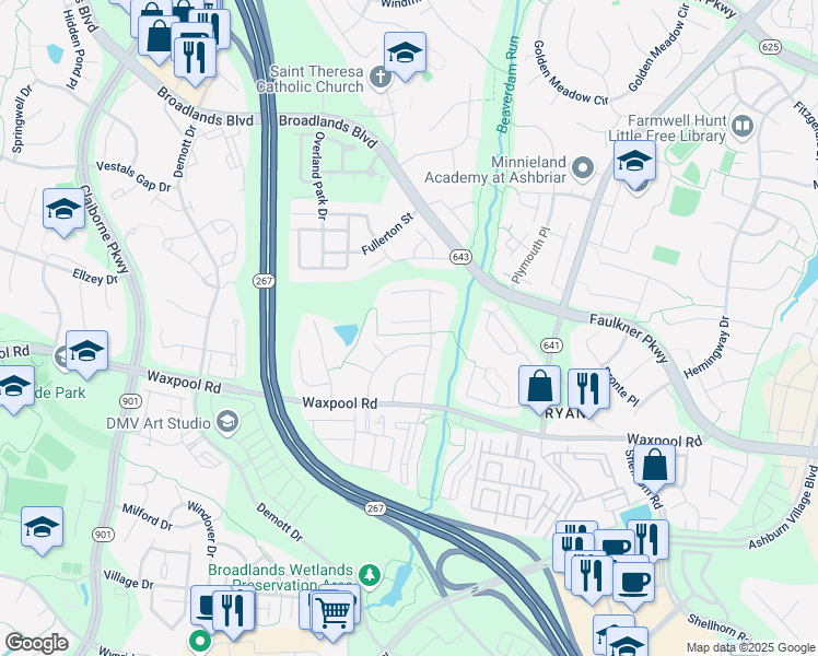 map of restaurants, bars, coffee shops, grocery stores, and more near 43391 Malin Court in Ashburn