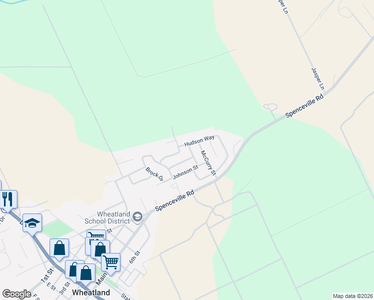 map of restaurants, bars, coffee shops, grocery stores, and more near 148 Sullivan Way in Wheatland