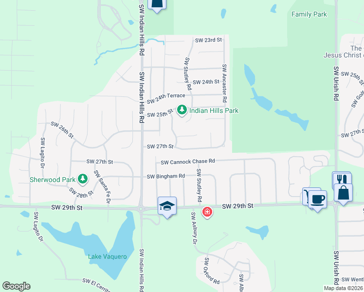 map of restaurants, bars, coffee shops, grocery stores, and more near 7444 Southwest 27th Street in Topeka