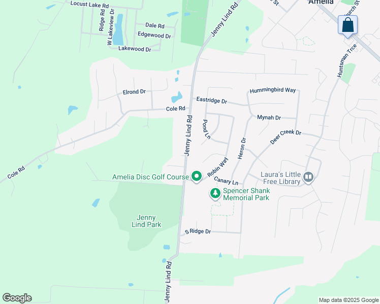 map of restaurants, bars, coffee shops, grocery stores, and more near 3363 Jenny Lind Road in Amelia