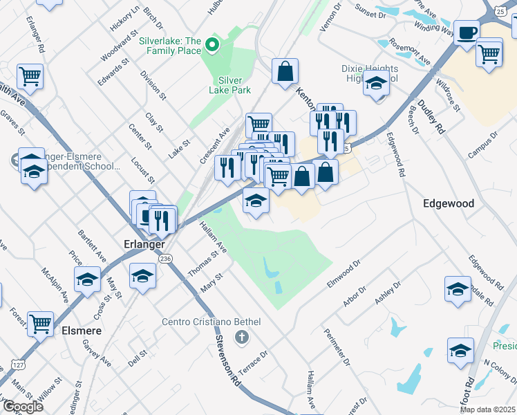 map of restaurants, bars, coffee shops, grocery stores, and more near 30 Short Hill Lane in Erlanger