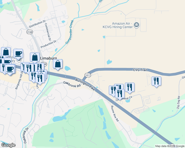 map of restaurants, bars, coffee shops, grocery stores, and more near Aero Parkway in Florence