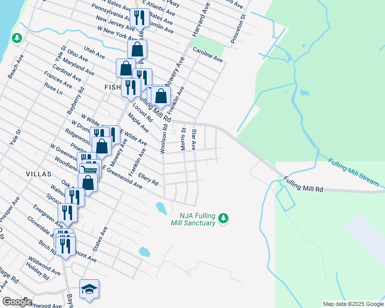 map of restaurants, bars, coffee shops, grocery stores, and more near 111 East Drumbed Road in Villas