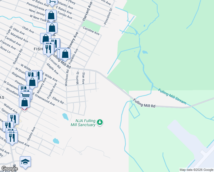 map of restaurants, bars, coffee shops, grocery stores, and more near 314 Fulling Mill Road in Lower Township
