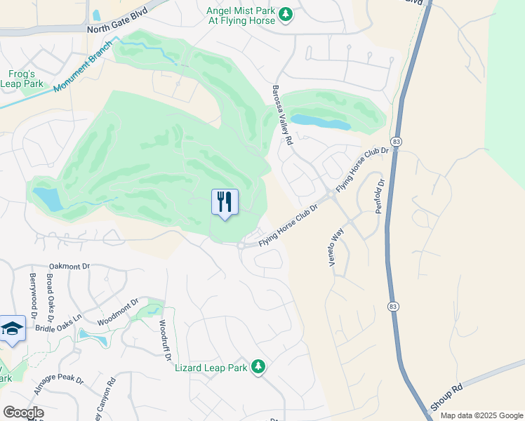 map of restaurants, bars, coffee shops, grocery stores, and more near 2138 Flying Horse Club Drive in Colorado Springs