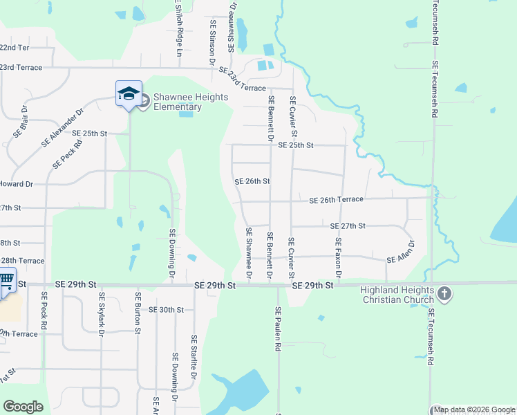 map of restaurants, bars, coffee shops, grocery stores, and more near 4350 SE 26th Terrace in Topeka