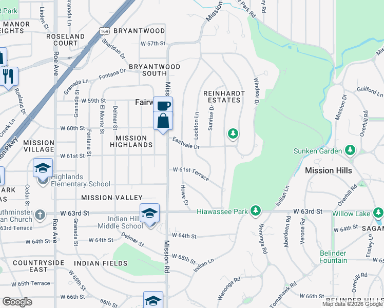 map of restaurants, bars, coffee shops, grocery stores, and more near 3712 Eastvale Drive in Mission
