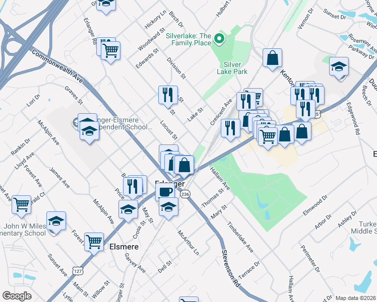map of restaurants, bars, coffee shops, grocery stores, and more near 3302 Crescent Avenue in Erlanger