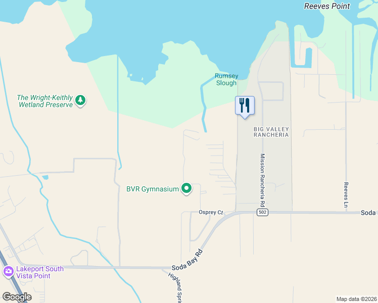 map of restaurants, bars, coffee shops, grocery stores, and more near 2816 Park View Drive in Lakeport