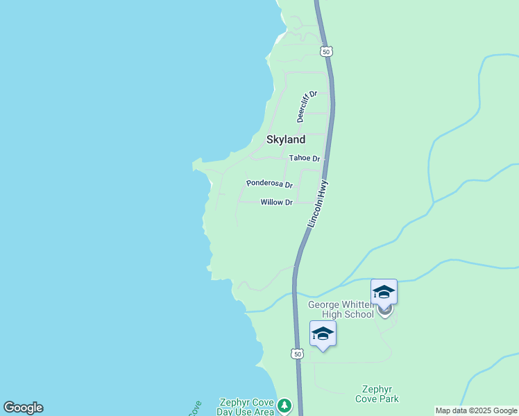 map of restaurants, bars, coffee shops, grocery stores, and more near 110 Willow Drive in Zephyr Cove