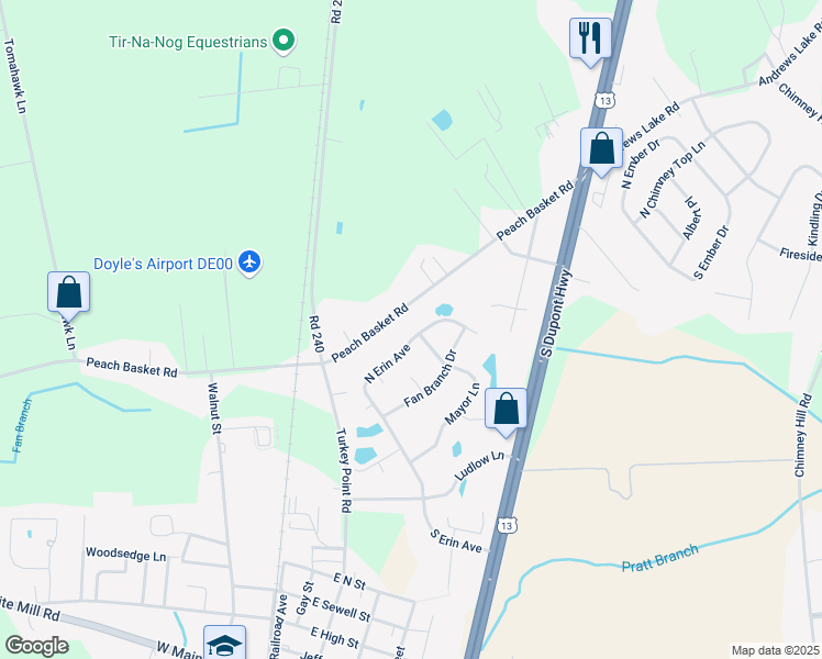 map of restaurants, bars, coffee shops, grocery stores, and more near 1319 Peach Basket Road in Felton