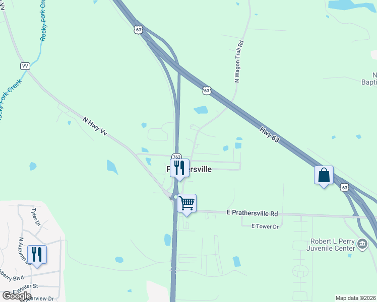 map of restaurants, bars, coffee shops, grocery stores, and more near 6141 North Wagon Trail Road in Columbia