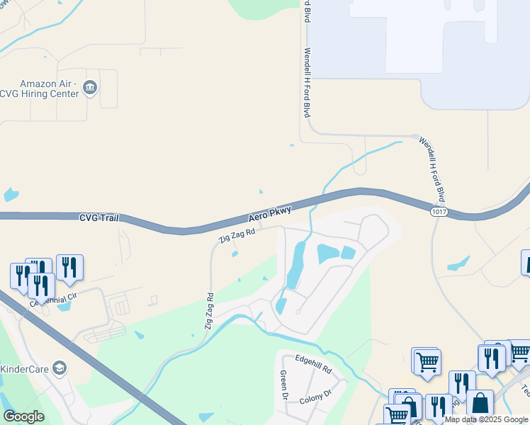 map of restaurants, bars, coffee shops, grocery stores, and more near Aero Parkway in Florence