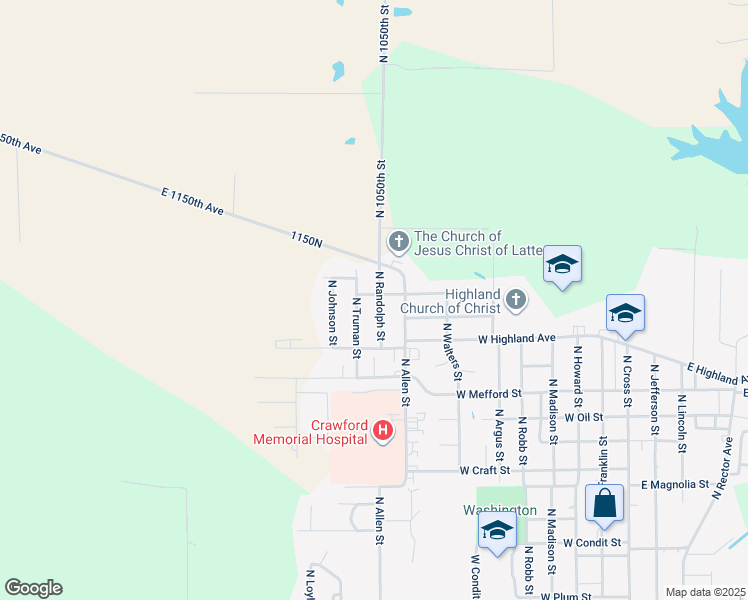 map of restaurants, bars, coffee shops, grocery stores, and more near West Rustic Street in Robinson