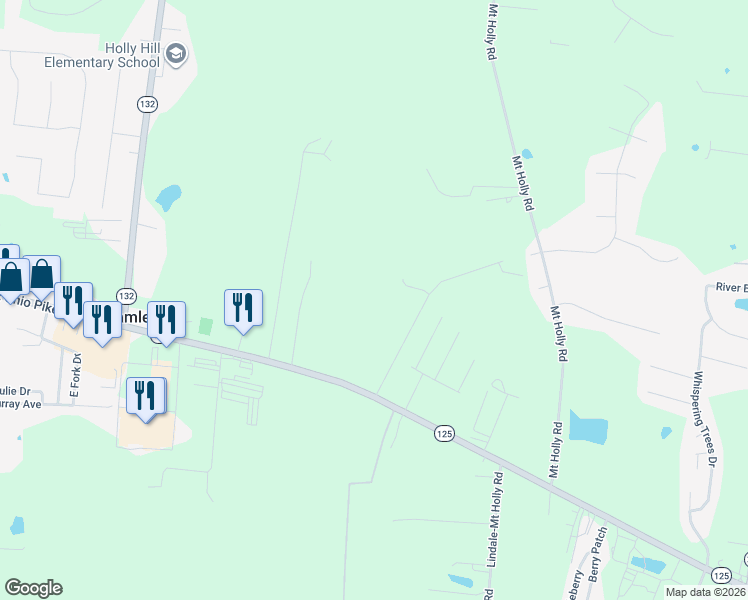 map of restaurants, bars, coffee shops, grocery stores, and more near 3395 Brown Lane in Amelia