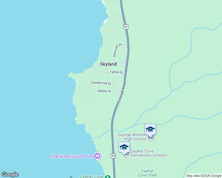 map of restaurants, bars, coffee shops, grocery stores, and more near 159 Ponderosa Drive in Glenbrook