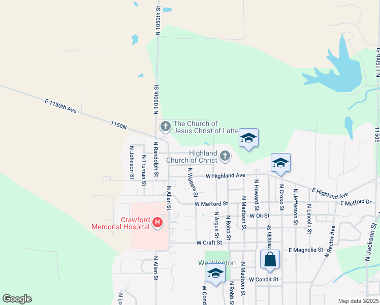 map of restaurants, bars, coffee shops, grocery stores, and more near West Rustic Street in Robinson