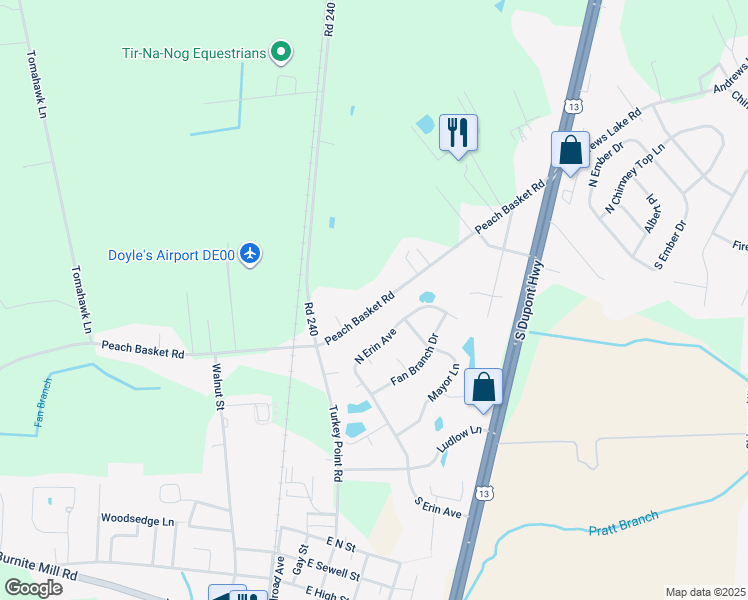 map of restaurants, bars, coffee shops, grocery stores, and more near 1319 Peach Basket Road in Felton