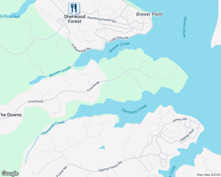 map of restaurants, bars, coffee shops, grocery stores, and more near 1588 Eaton Way in Annapolis