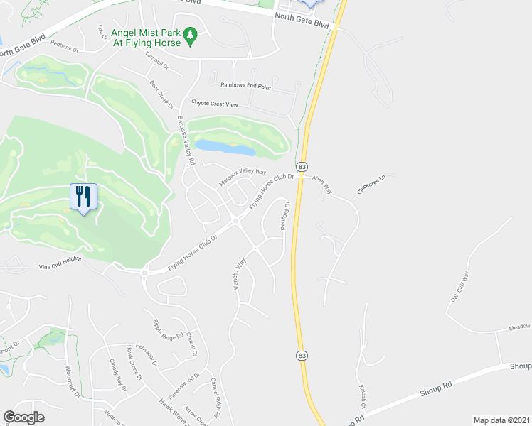 map of restaurants, bars, coffee shops, grocery stores, and more near 13001 Penfold Drive in Colorado Springs