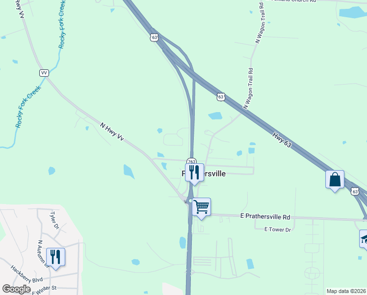 map of restaurants, bars, coffee shops, grocery stores, and more near 6160 Northeast Circle Drive in Columbia