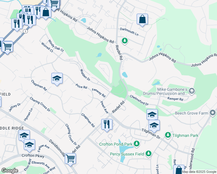 map of restaurants, bars, coffee shops, grocery stores, and more near 2508 Stow Court in Crofton