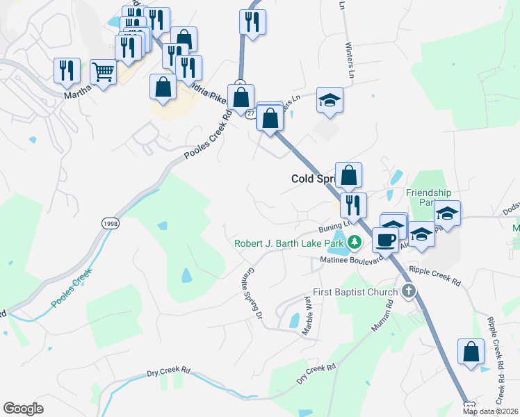 map of restaurants, bars, coffee shops, grocery stores, and more near 55 Springhouse Drive in Cold Spring