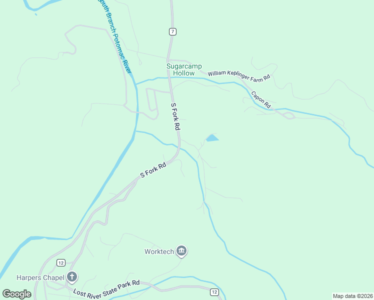 map of restaurants, bars, coffee shops, grocery stores, and more near 3299 South Fork Road in Moorefield