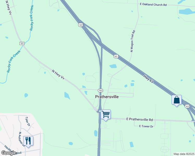 map of restaurants, bars, coffee shops, grocery stores, and more near 6200 Northeast Circle Drive in Columbia