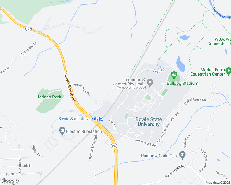 map of restaurants, bars, coffee shops, grocery stores, and more near 9448 Lemons Bridge Road in Bowie
