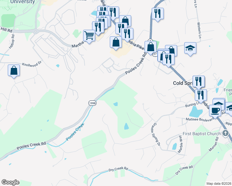 map of restaurants, bars, coffee shops, grocery stores, and more near 817 Pooles Creek Road in Newport