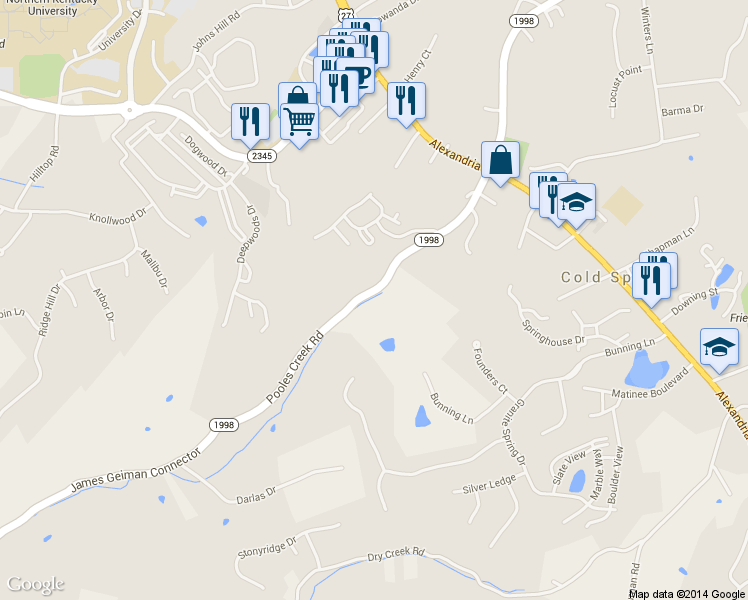 map of restaurants, bars, coffee shops, grocery stores, and more near 817 Pooles Creek Road in Newport