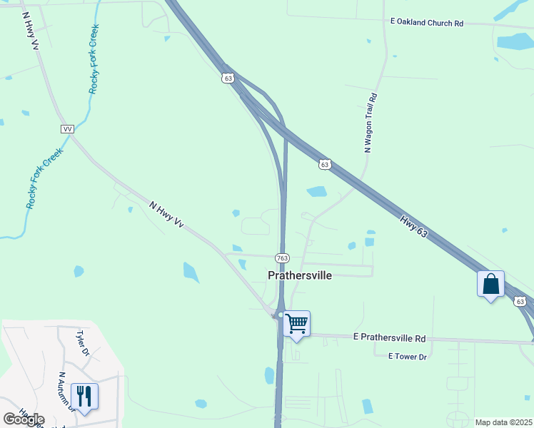map of restaurants, bars, coffee shops, grocery stores, and more near 6246 Northeast Circle Drive in Columbia