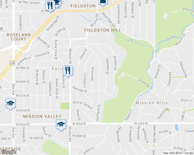 map of restaurants, bars, coffee shops, grocery stores, and more near 5930 Reinhardt Drive in Fairway