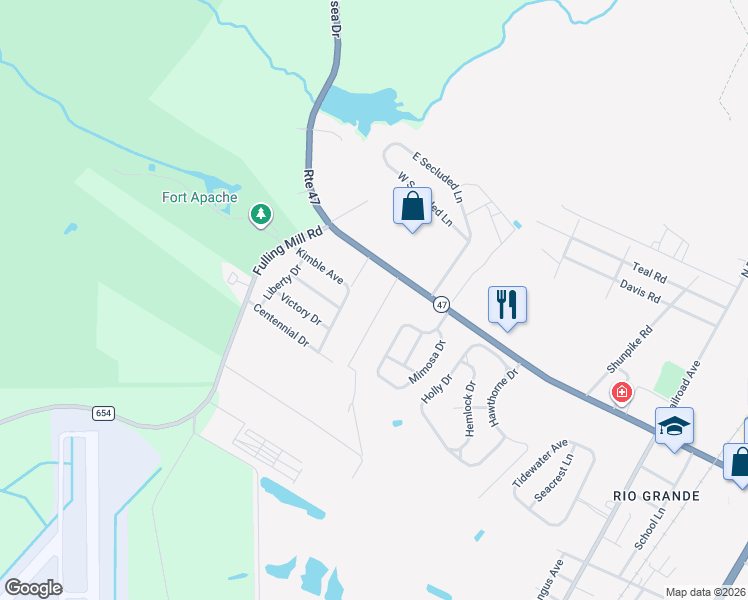 map of restaurants, bars, coffee shops, grocery stores, and more near 9 Williams Street in Rio Grande