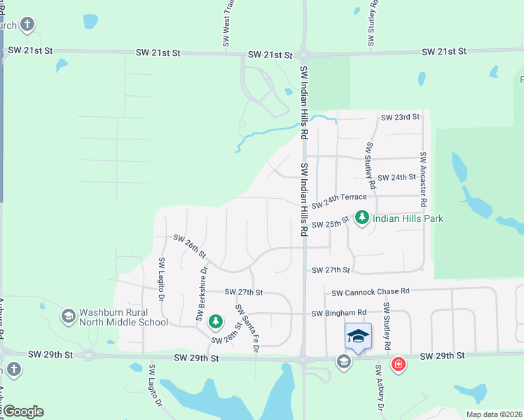 map of restaurants, bars, coffee shops, grocery stores, and more near 2503 Southwest Wexford Drive in Topeka