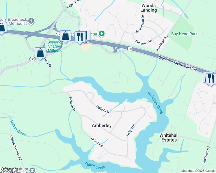 map of restaurants, bars, coffee shops, grocery stores, and more near 1524 Cedar Lane Farm Road in Annapolis