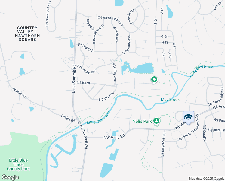 map of restaurants, bars, coffee shops, grocery stores, and more near 5422 South Duffy Avenue in Independence