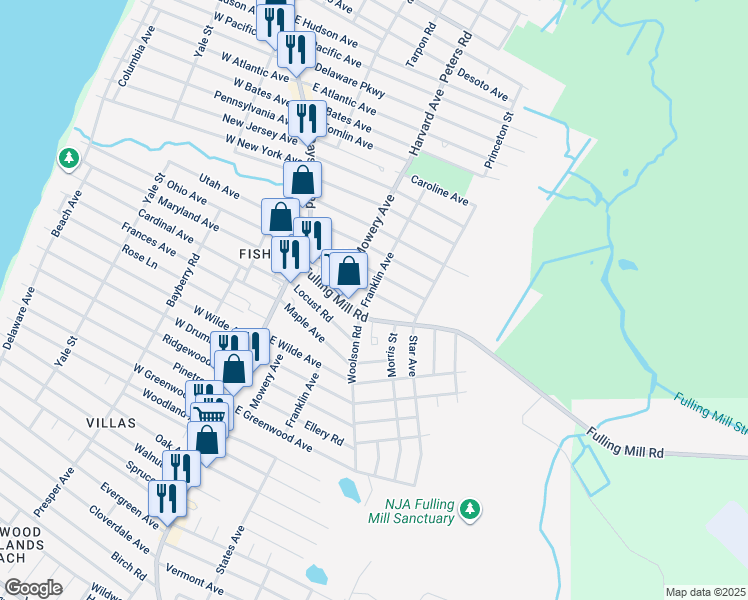 map of restaurants, bars, coffee shops, grocery stores, and more near 204 Bentz Avenue in Lower Township