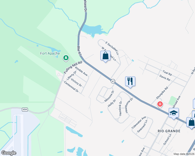 map of restaurants, bars, coffee shops, grocery stores, and more near 9 Williams Street in Rio Grande