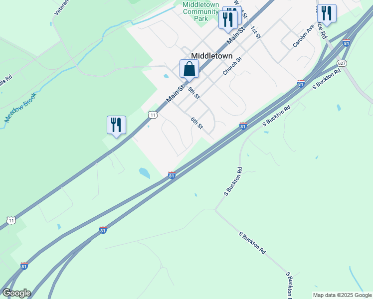 map of restaurants, bars, coffee shops, grocery stores, and more near 114 Midsummer Lane in Middletown