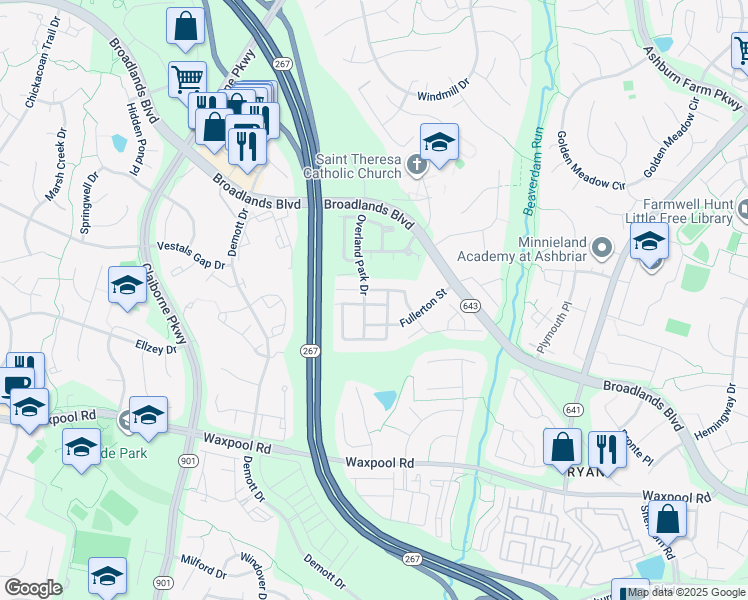 map of restaurants, bars, coffee shops, grocery stores, and more near 43304 Ardmore Street in Ashburn