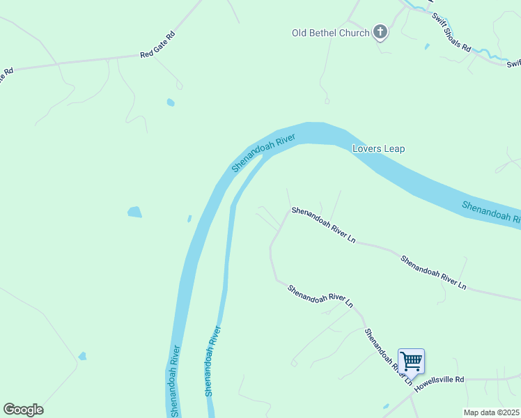 map of restaurants, bars, coffee shops, grocery stores, and more near 825 Shenandoah River Lane in Front Royal