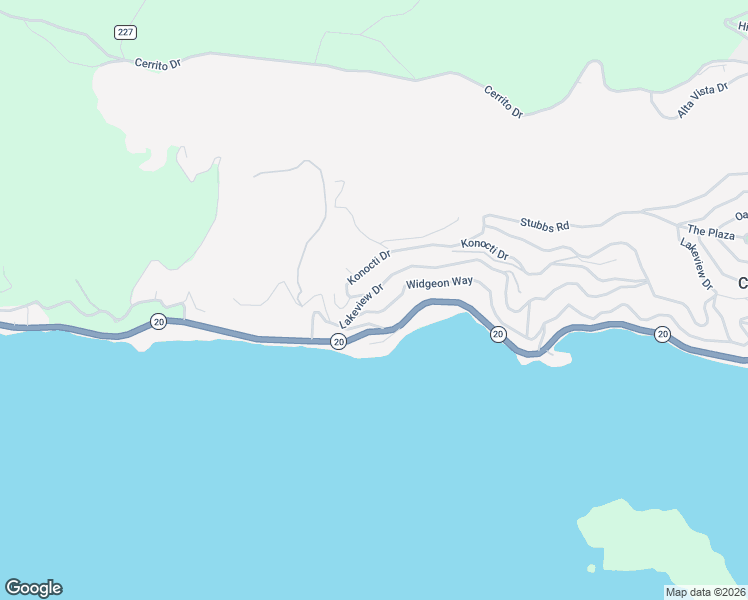 map of restaurants, bars, coffee shops, grocery stores, and more near 11613 Lakeview Drive in Clearlake Oaks