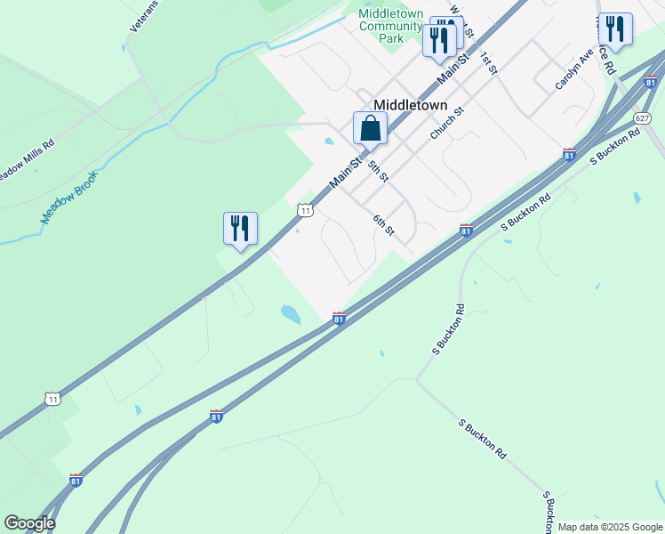 map of restaurants, bars, coffee shops, grocery stores, and more near 126 Curtain Fall Drive in Middletown