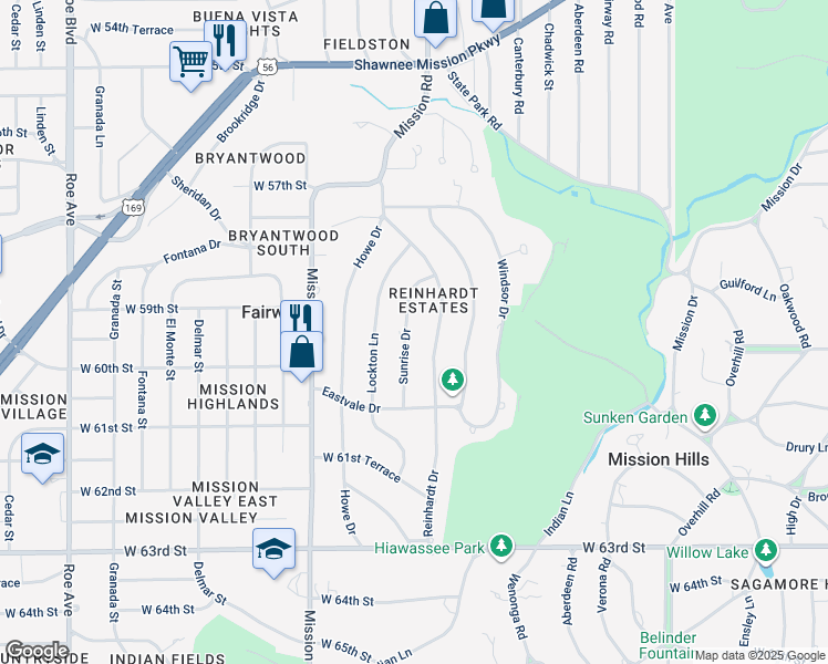 map of restaurants, bars, coffee shops, grocery stores, and more near 5930 Reinhardt Drive in Fairway