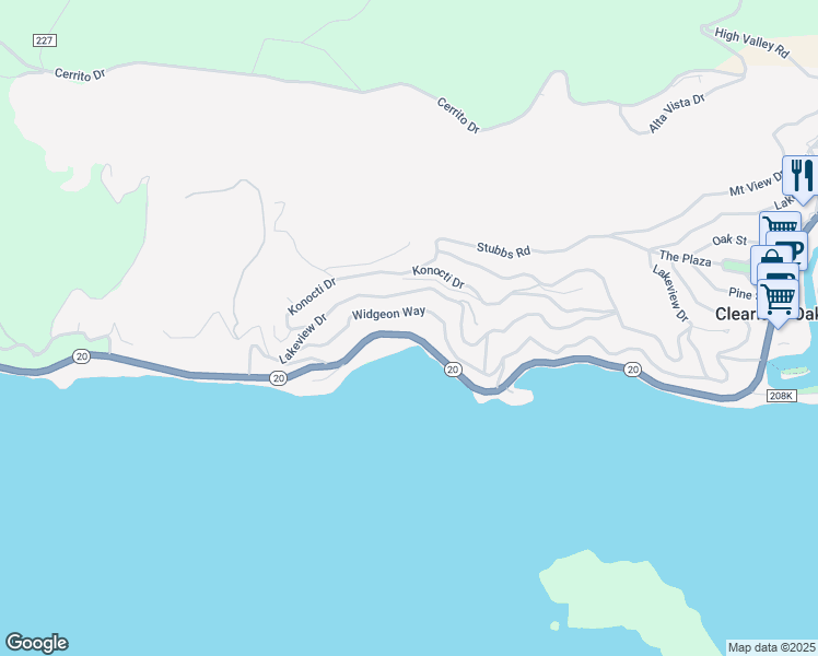 map of restaurants, bars, coffee shops, grocery stores, and more near 11802 East Highway 20 in Lucerne