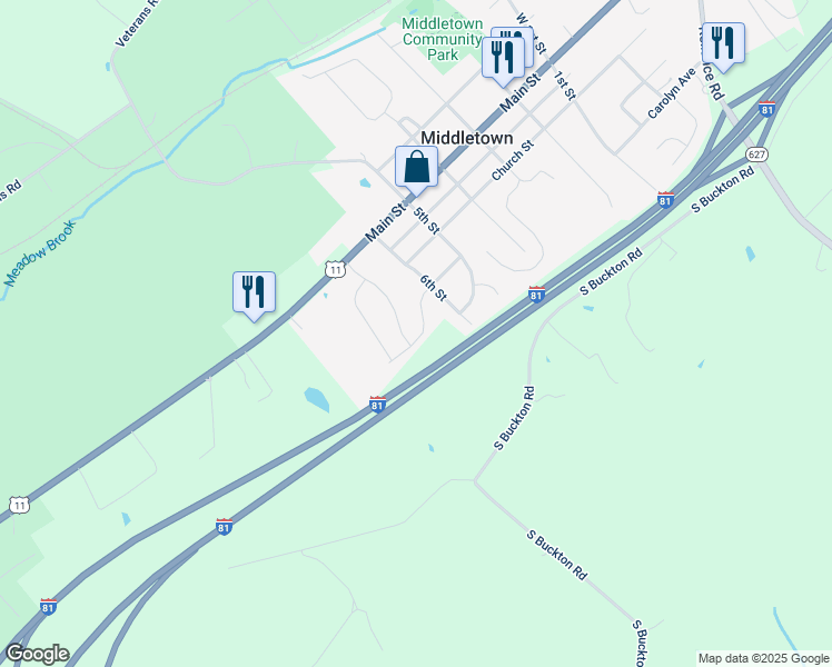 map of restaurants, bars, coffee shops, grocery stores, and more near 110 Midsummer Lane in Middletown