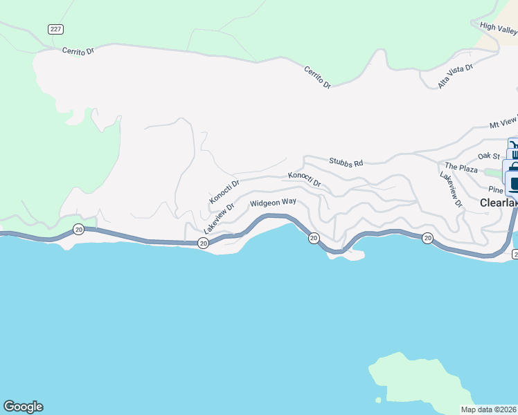map of restaurants, bars, coffee shops, grocery stores, and more near 11723 Widgeon Way in Clearlake Oaks