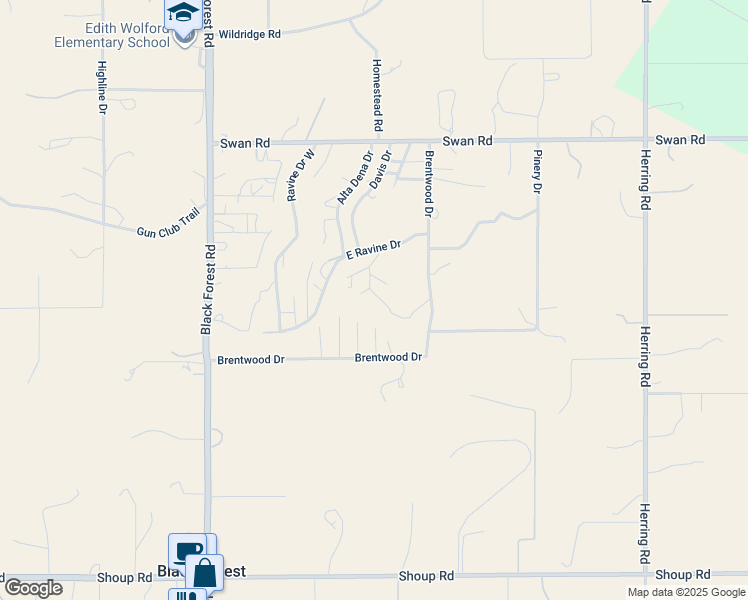 map of restaurants, bars, coffee shops, grocery stores, and more near 7145 Circle Drive in Colorado Springs